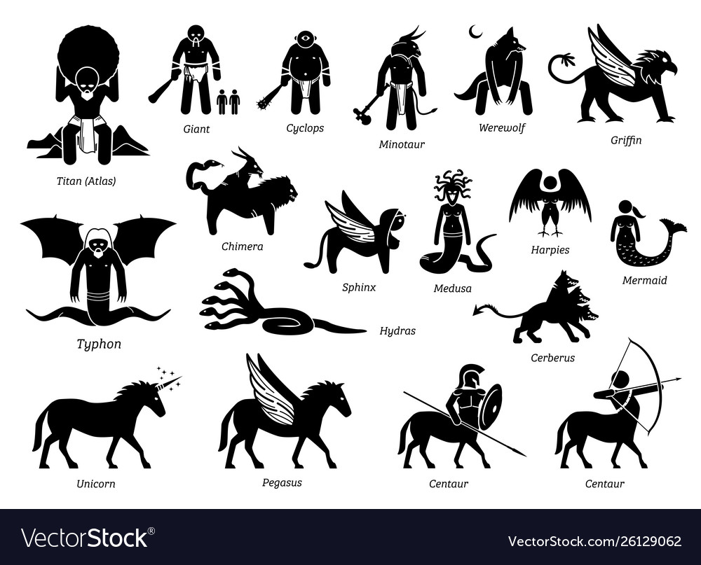 Ancient greek mythology monsters and creatures Vector Image