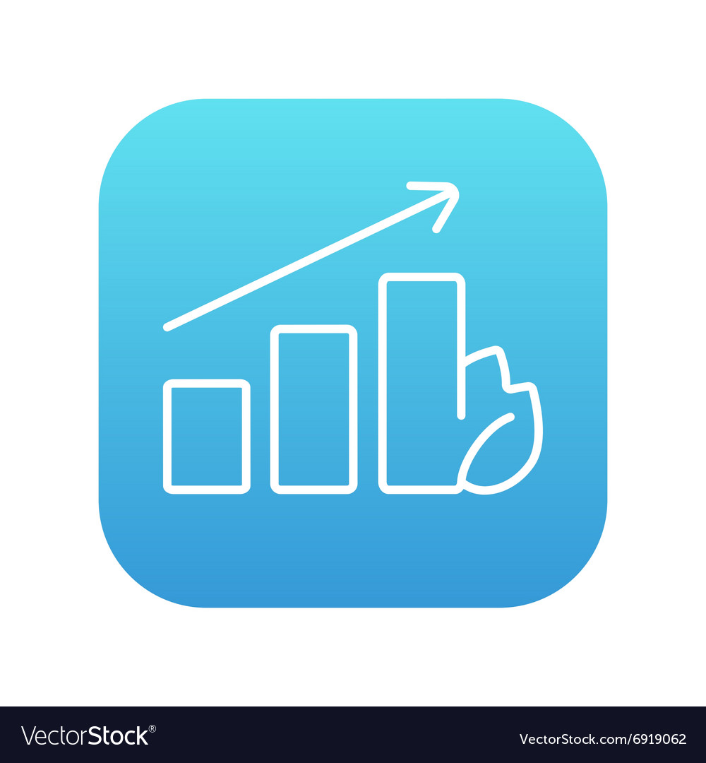Bar graph with leaf line icon