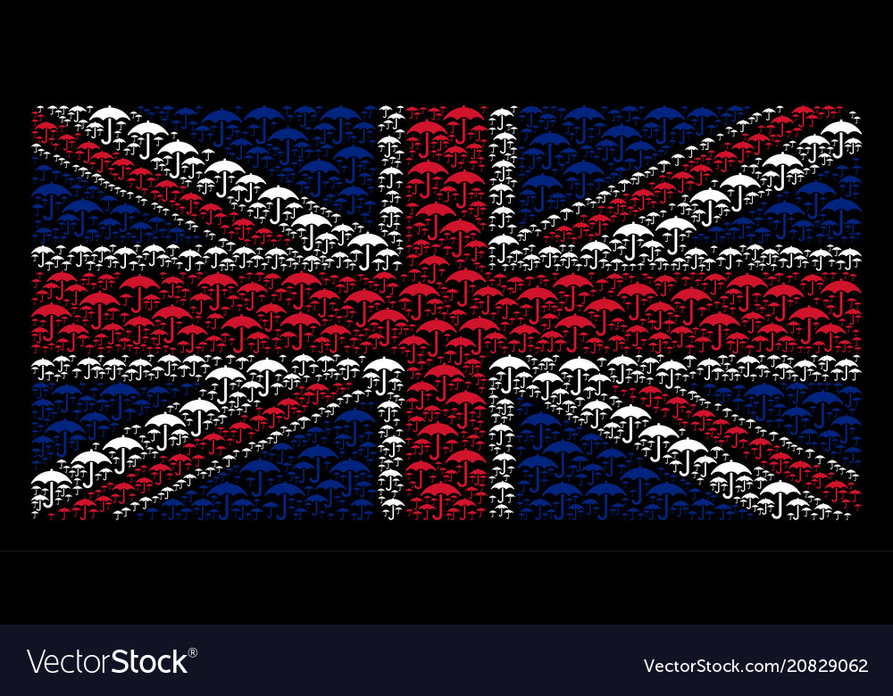 British flag mosaic of umbrella icons