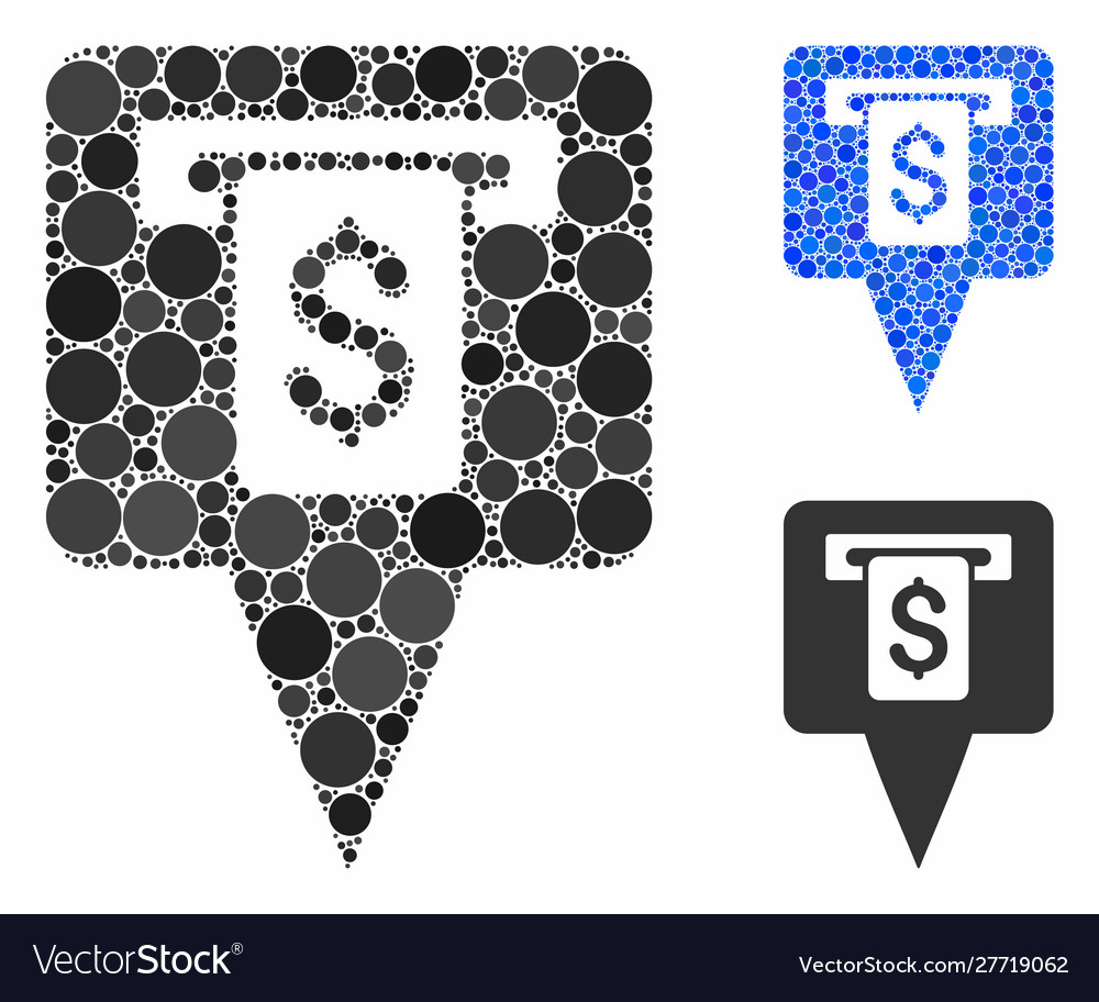 Cash machine map pointer mosaic icon circles