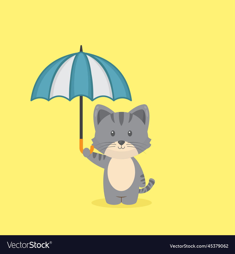 Cute cat holding umbrella Royalty Free Vector Image