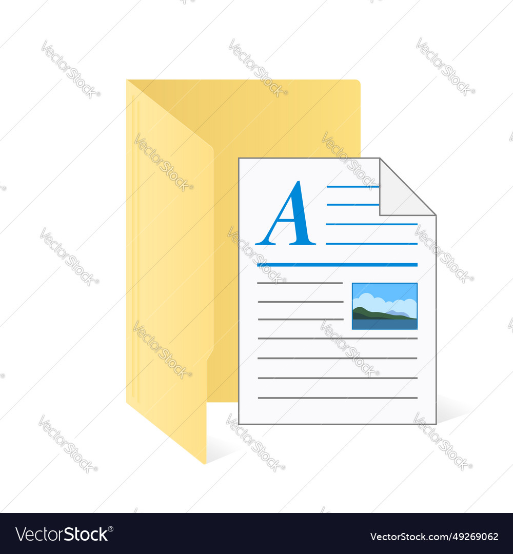 File computer folder with document icon isolated vector image File computer folder with document icon isolated