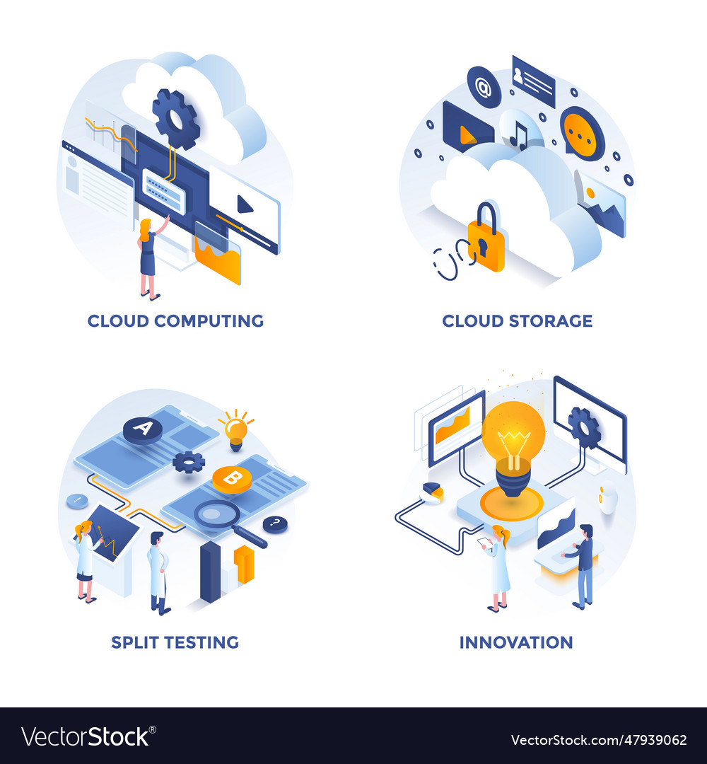 Flat color modern isometric concepts design 5