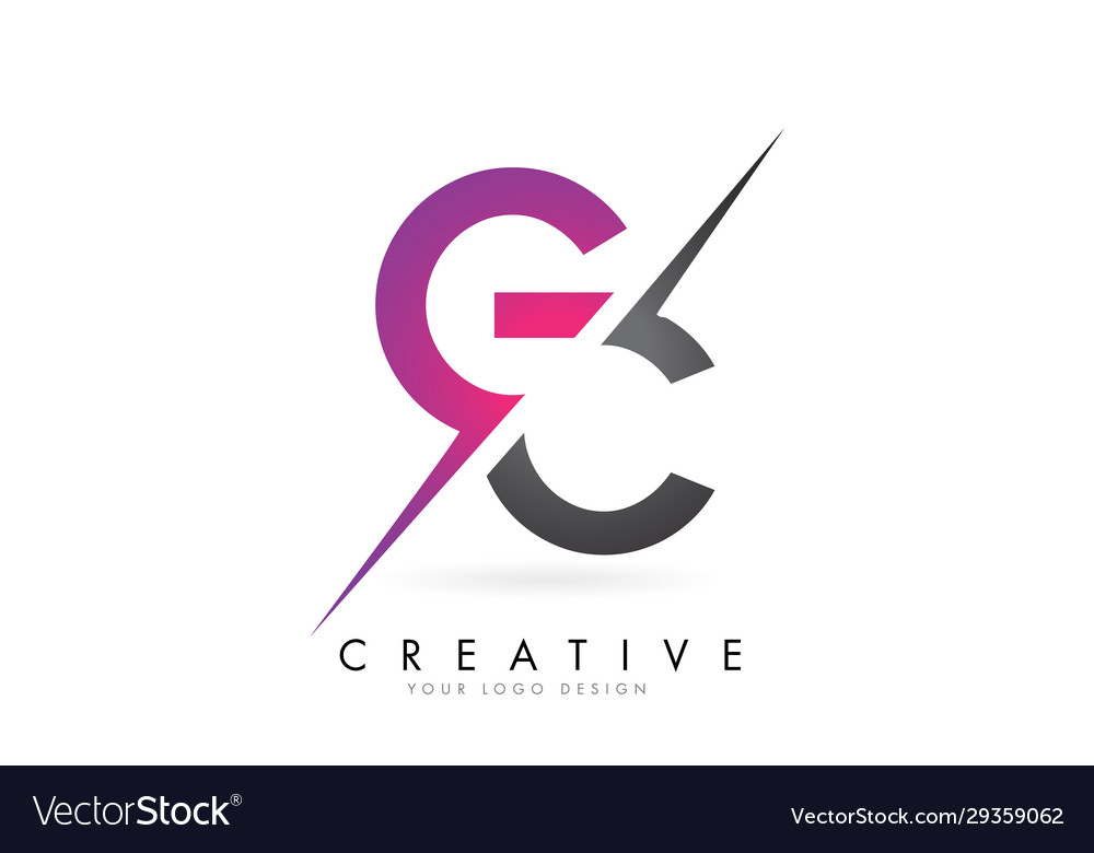 Gc g c letter logo with color block design Vector Image