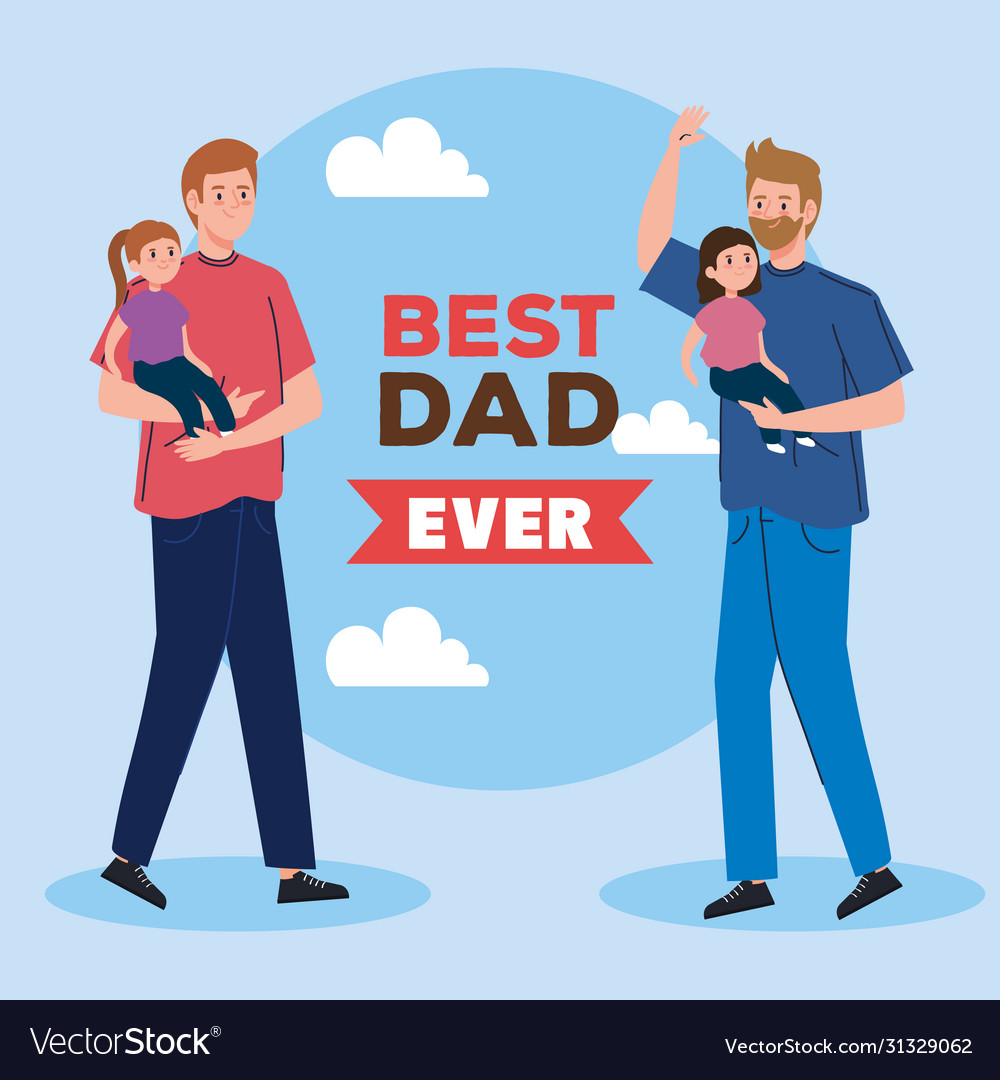 Happy fathers day greeting card with daddies Vector Image