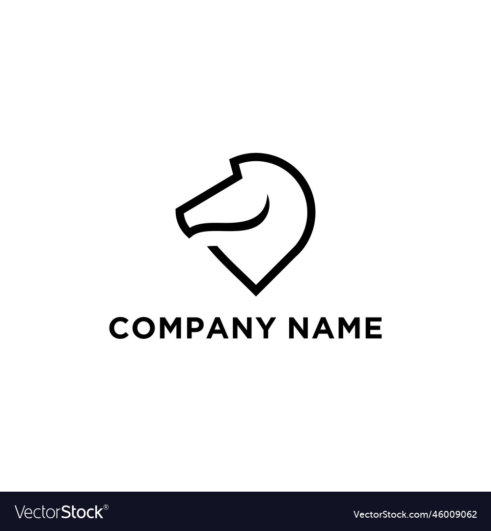Horse and map pointer logo design vector image Horse and map pointer logo design