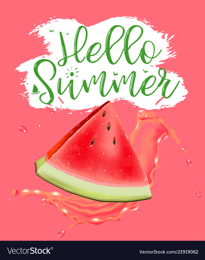 Lettering hello summer watermelon print Royalty Free Vector