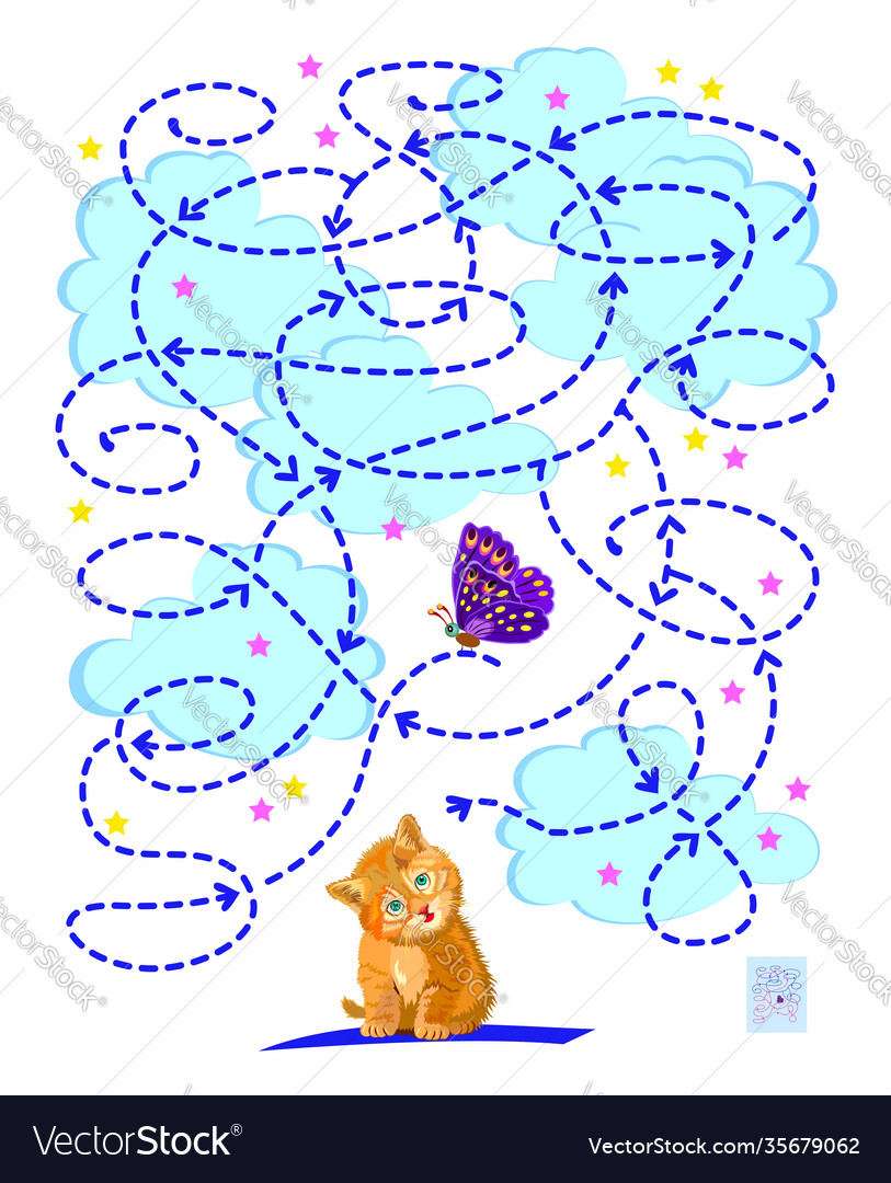Logic puzzle game with labyrinth for children vector image Logic puzzle game with labyrinth for children