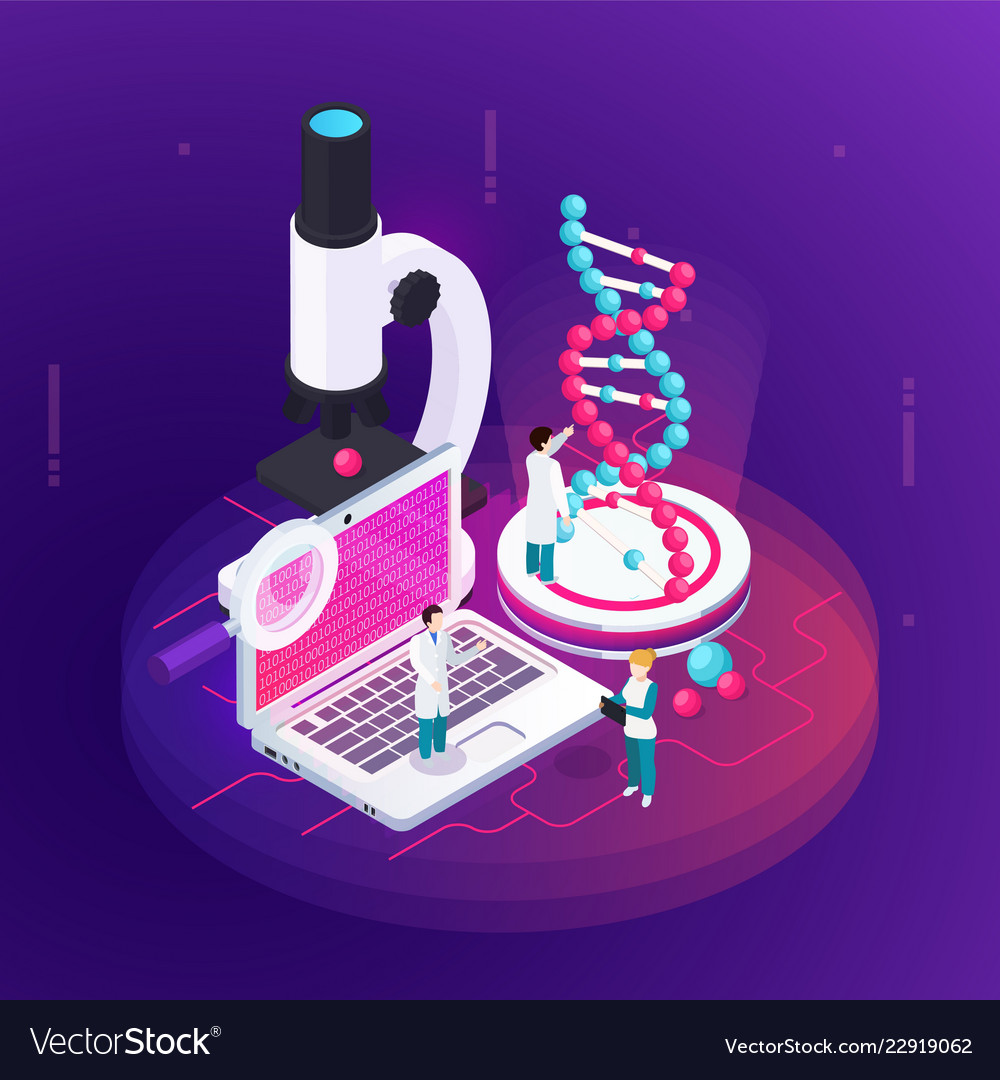 Nanotechnology isometric design concept Royalty Free Vector