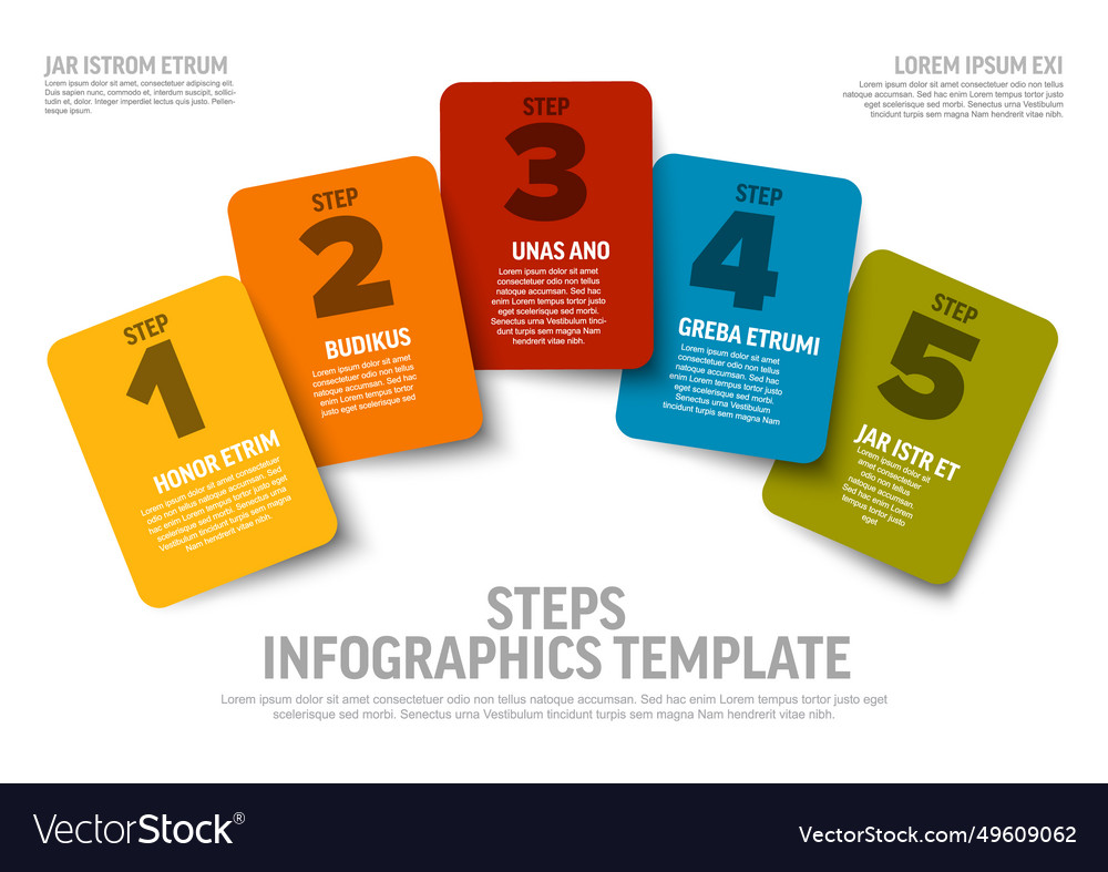 Progress five color card steps template