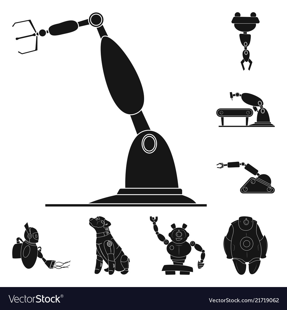 Robot and factory icon set Vector Image Robot and factory icon set