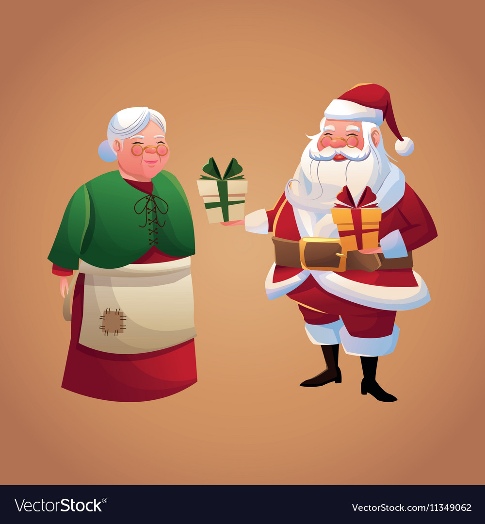 Weihnachtsmann und Frau Karikatur der Weihnachtszeit