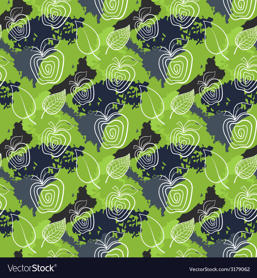 Seamless pattern with abstract apples on a mottled