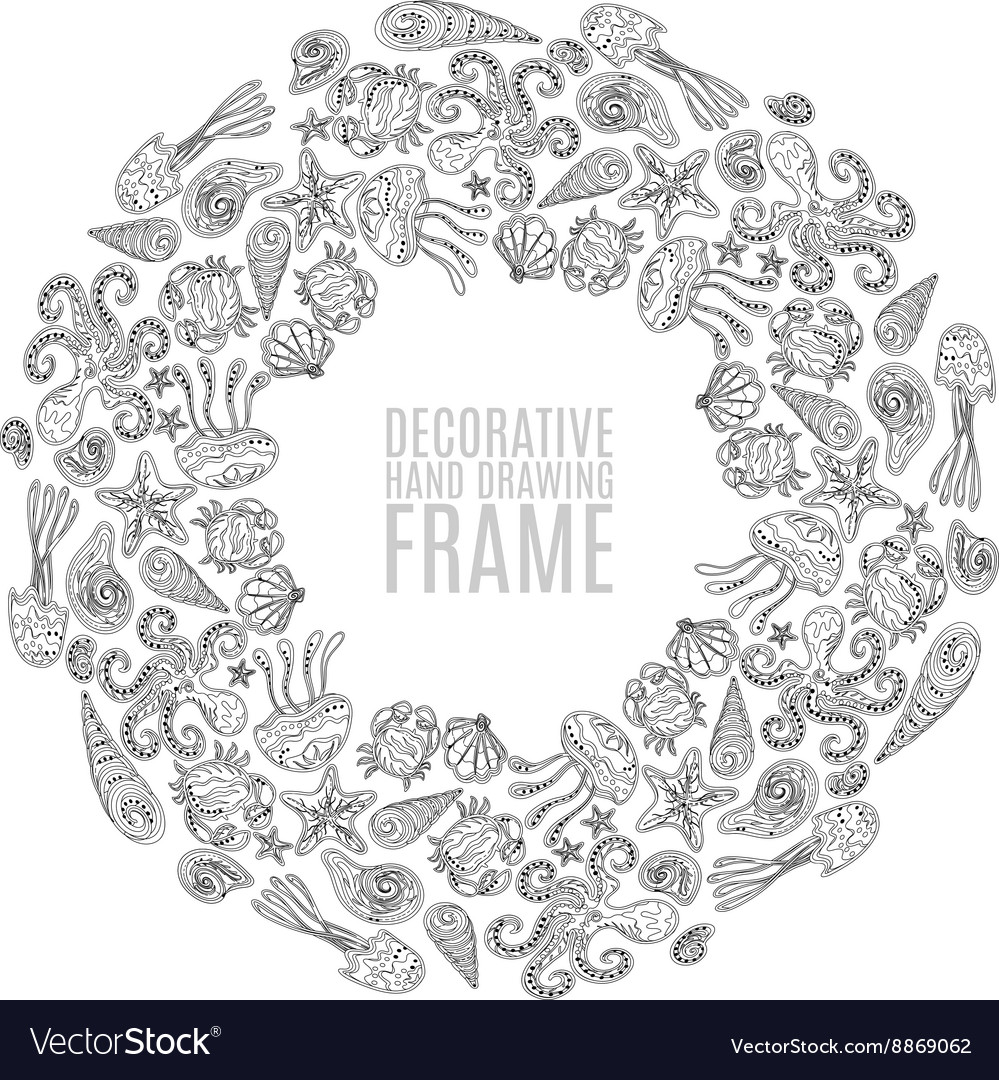 Seashell Border Frame Ocean Pattern Vector Image