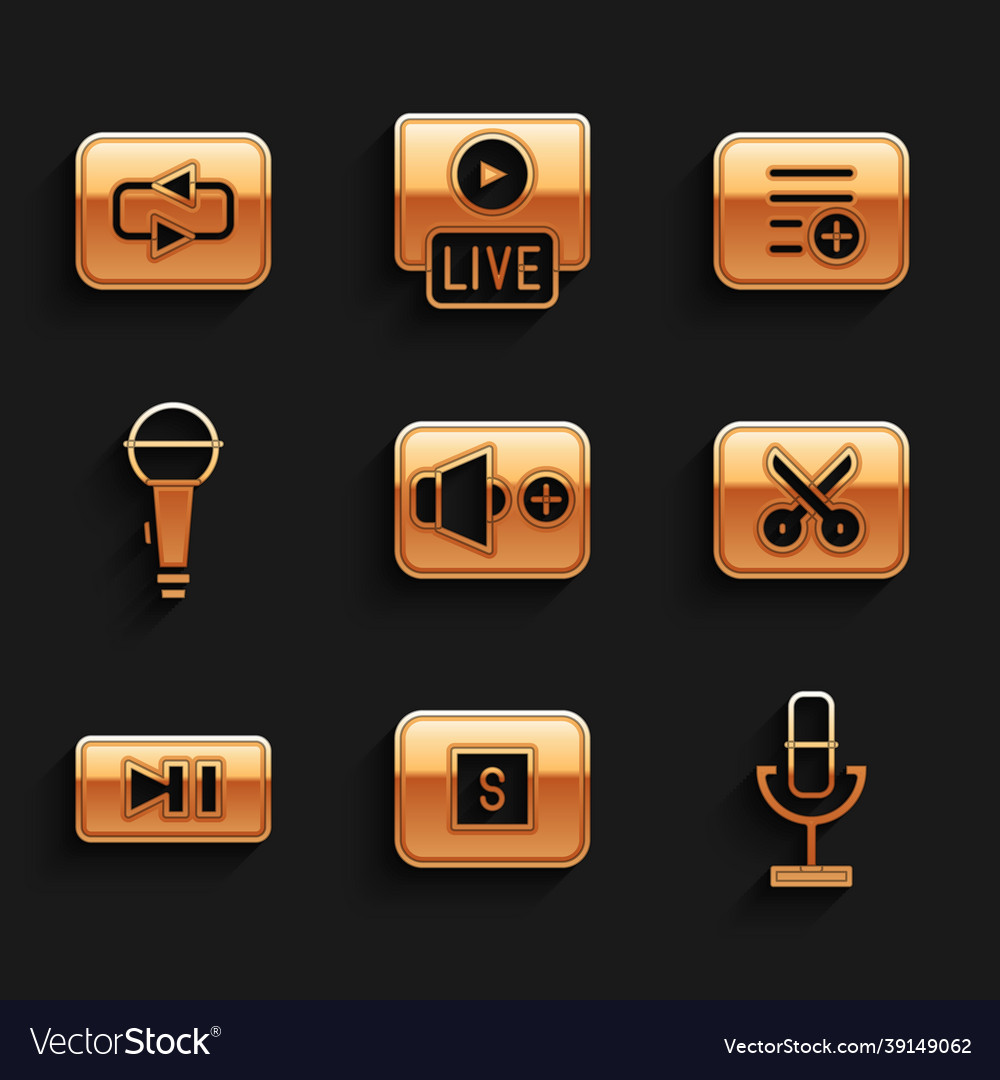 Set speaker volume stop media button microphone Vector Image Set speaker volume stop media button microphone