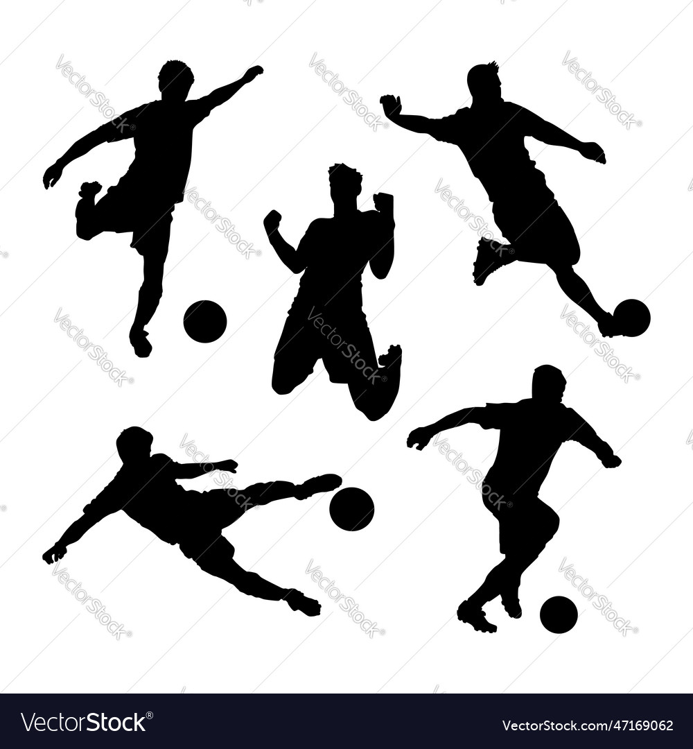 Soccer set silhouette Royalty Free Vector Image