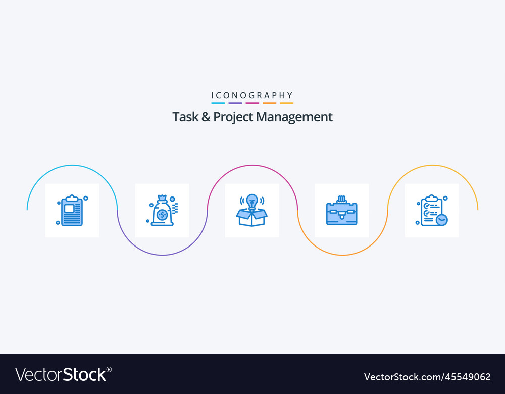 Task and project management blue 5 icon pack