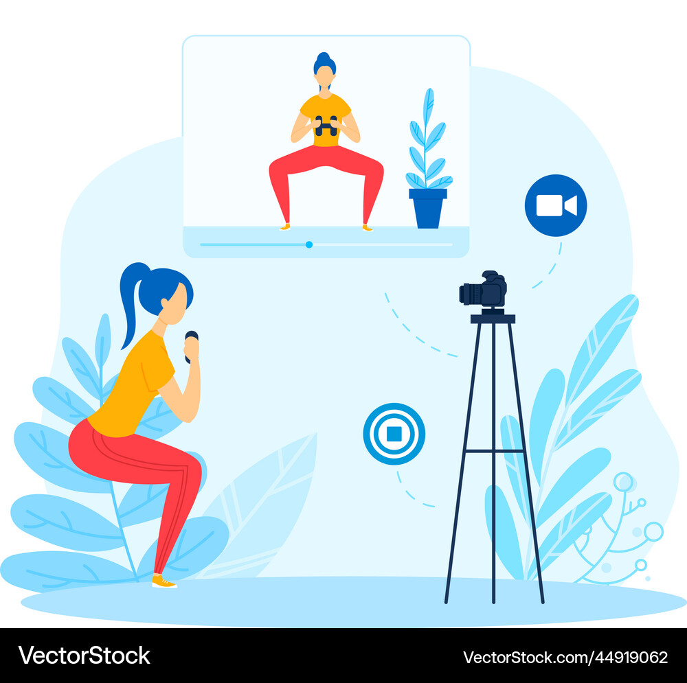 Video blog concept blogger workout for vlog Vector Image