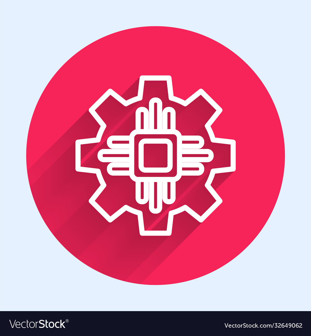 White line processor icon isolated with long vector image White line processor icon isolated with long