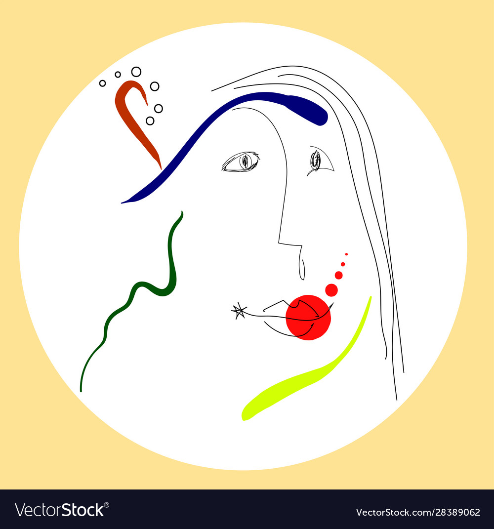 Woman portrait in joan miro style a circle