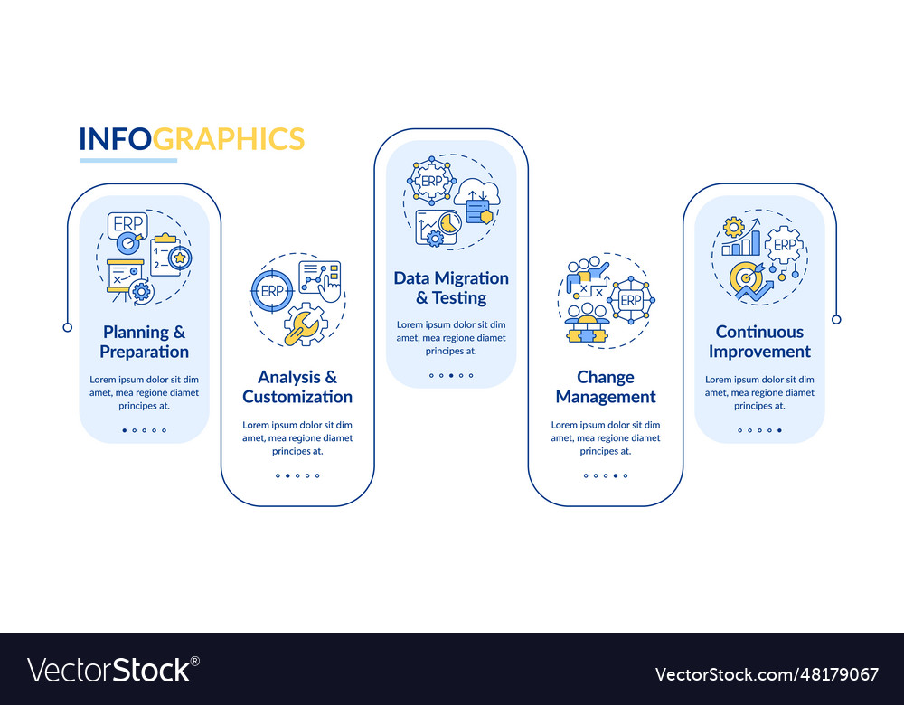 2d multicolor erp layout with thin line icons vector image 2d multicolor erp layout with thin line icons