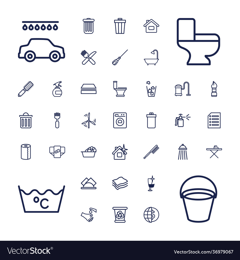 37 clean icons Royalty Free Vector Image - VectorStock