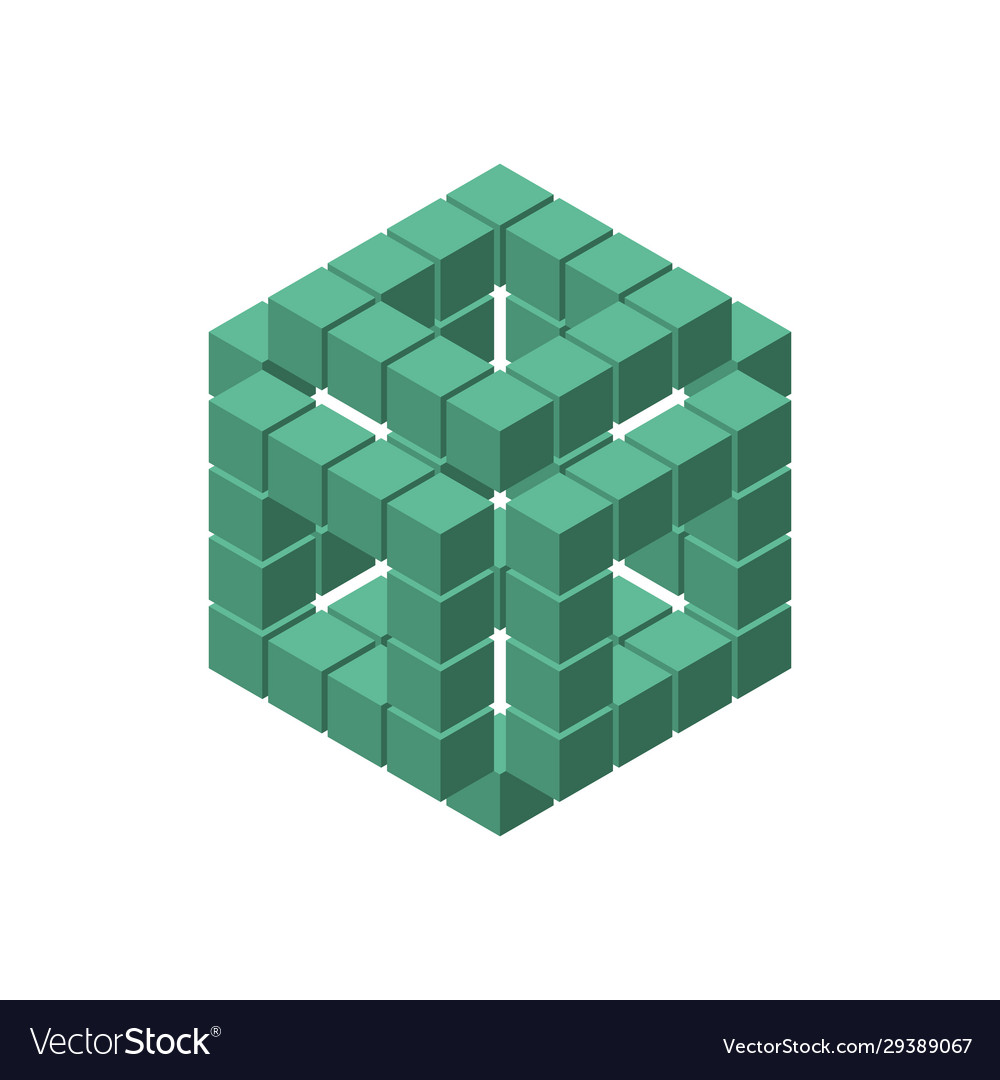 Abstract 3d cube from cubes isolated on white