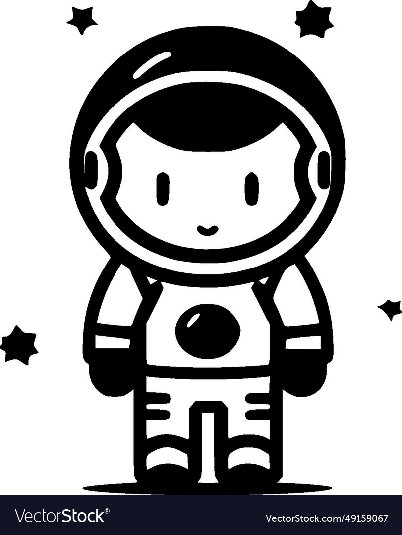 Astronaut - black and white Royalty Free Vector Image