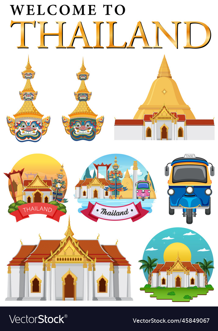 Bangkok thailand landmark logo banner