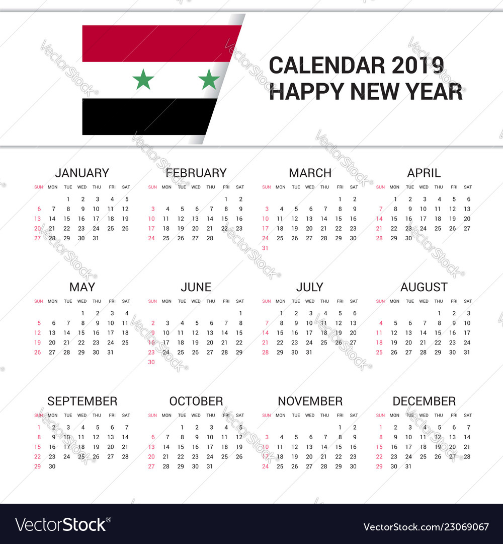 Kalender 2019 syria flag hintergrund deutsch