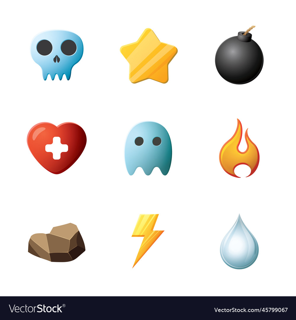 Game ui assets set gaming user interface icons vector image Game ui assets set gaming user interface icons