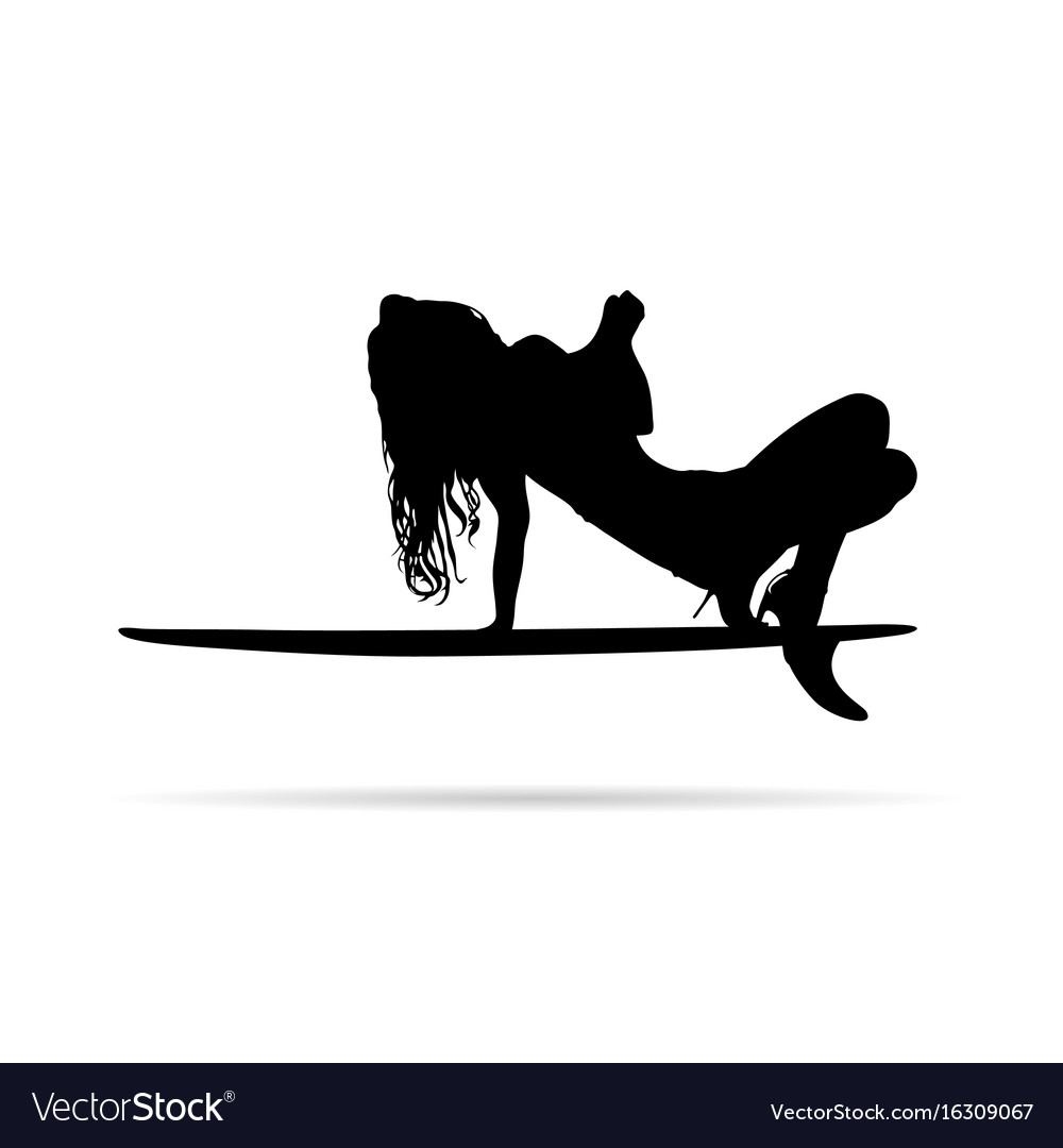 Girl Posing On Surfboard Silhouette Royalty Free Vector 4668