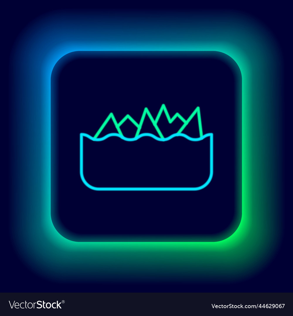 Glowing neon line sharp stone reefs protruding