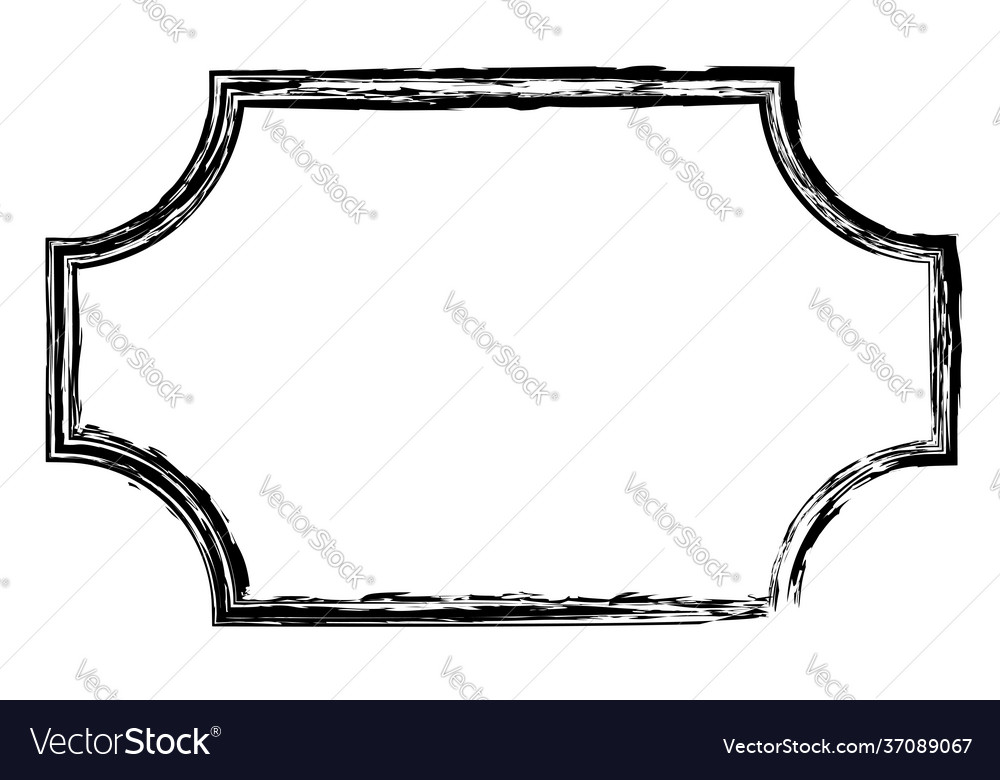 Grungy rectangular frame border plaque outline vector image Grungy rectangular frame border plaque outline