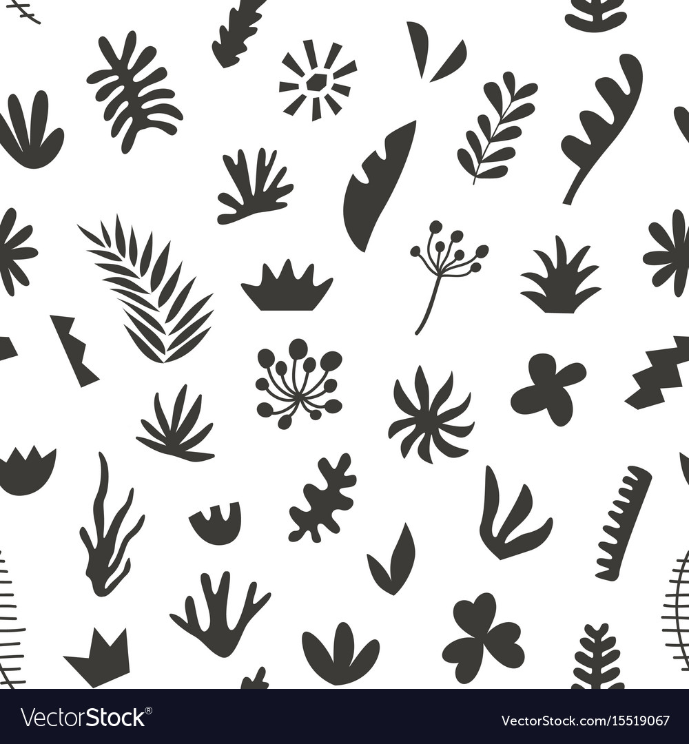 Hand drawn botanical doodles seamless pattern