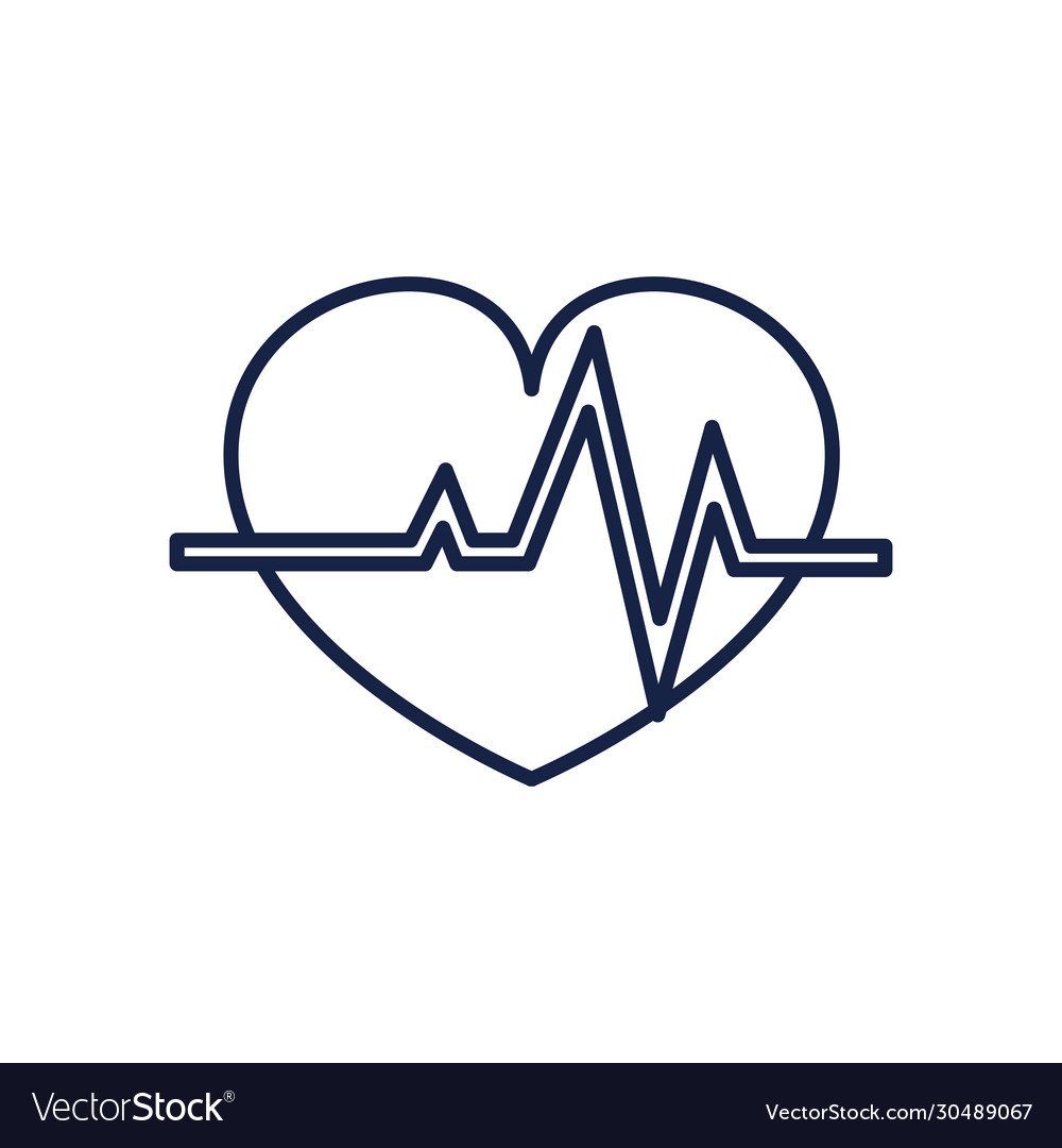 Heart with pulse line style icon design