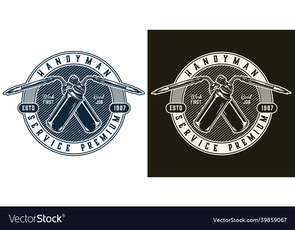 Manual work tools round label Royalty Free Vector Image