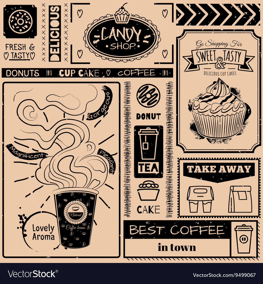 Menu pattern with fast food symbols