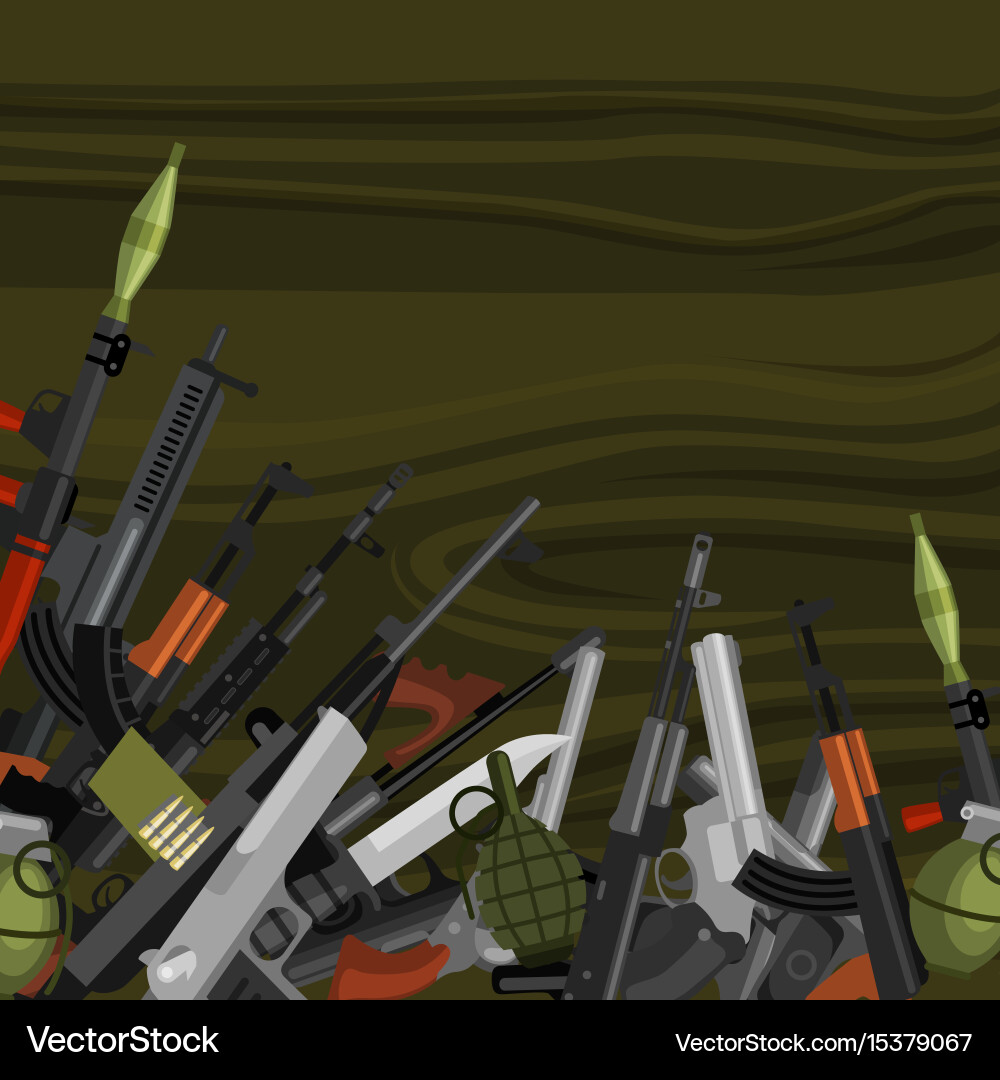 Military gun set automatic and hand weapon Vector Image