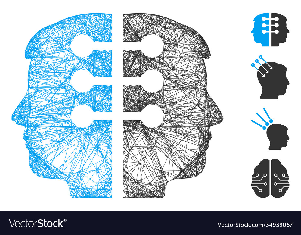 Net dual head interface mesh vector image Net dual head interface mesh