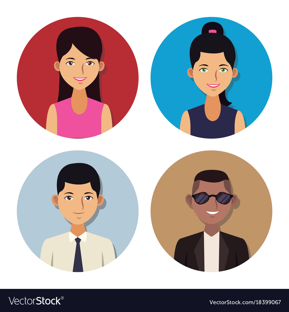 People in round icons Royalty Free Vector Image