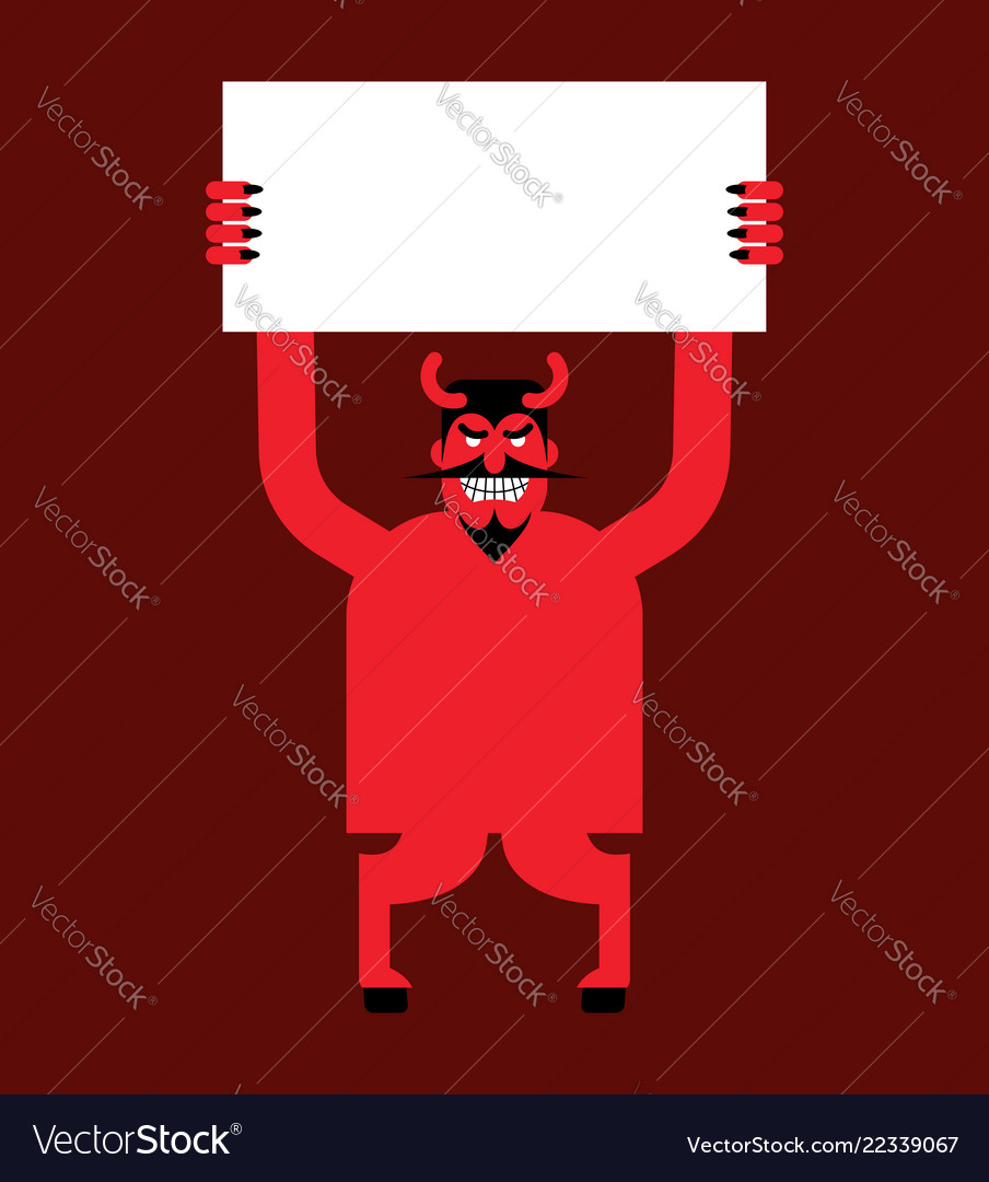 red devil hand holding white sheet satan holds vector image