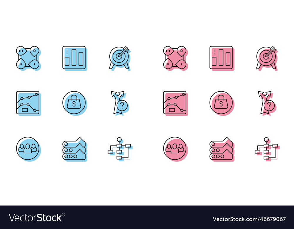 Set line project team base graph chart diagram Vector Image Set line project team base graph chart diagram