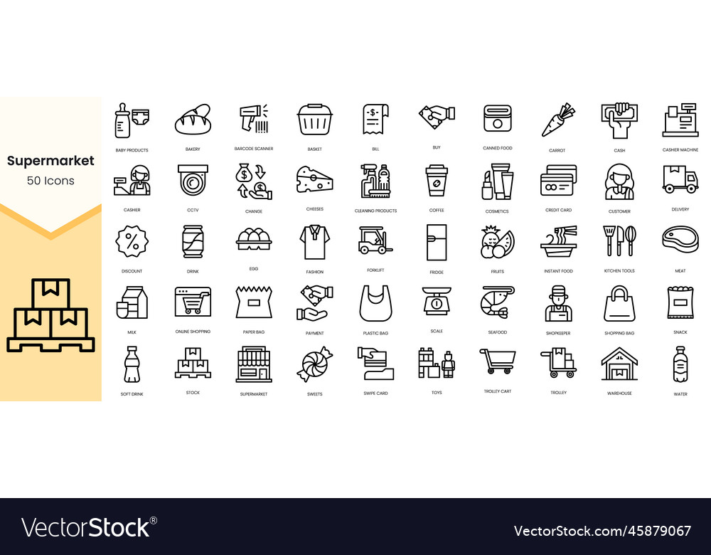 Supermarket Icon Set - Outline