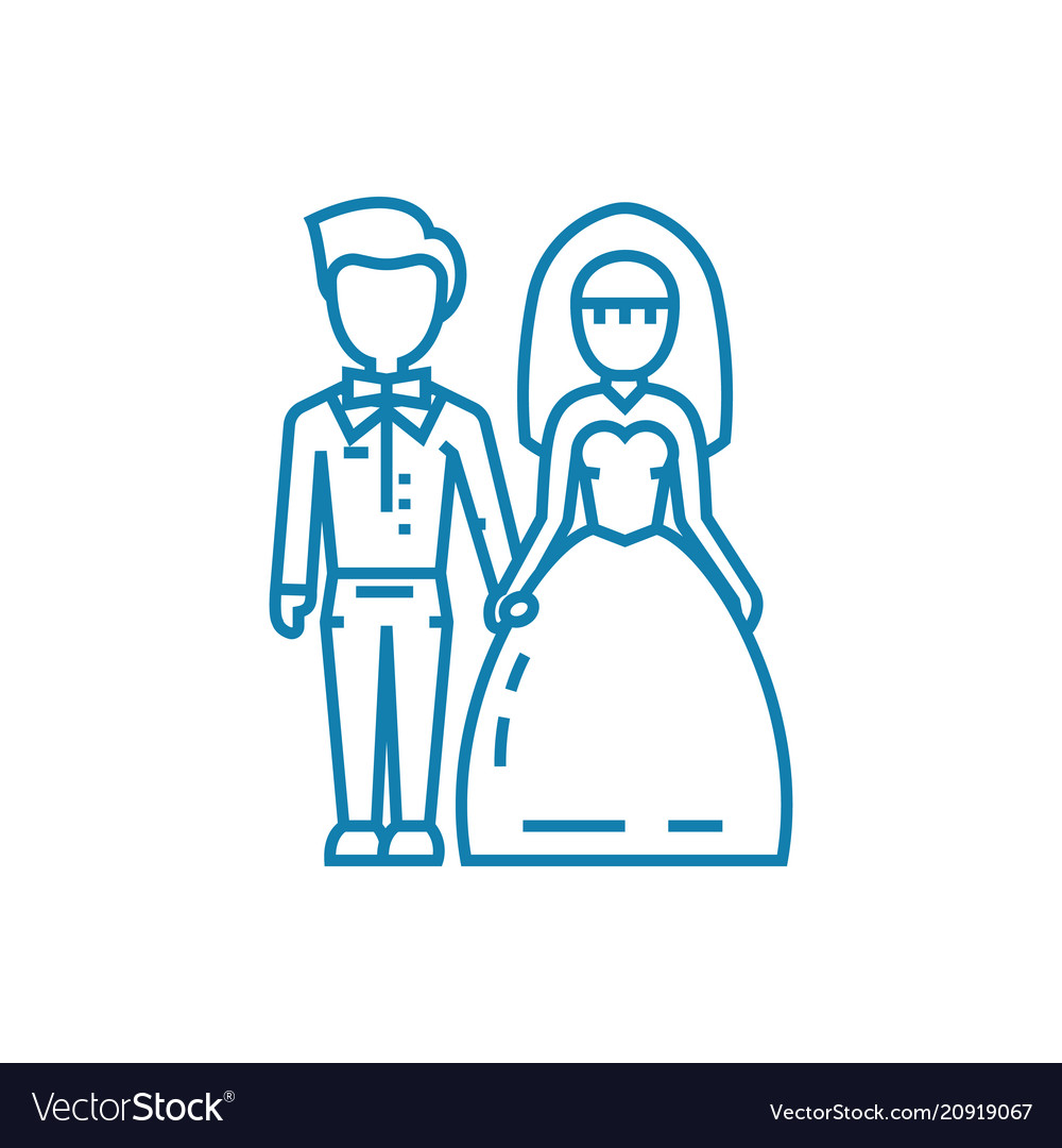 Wedding ceremony linear icon concept