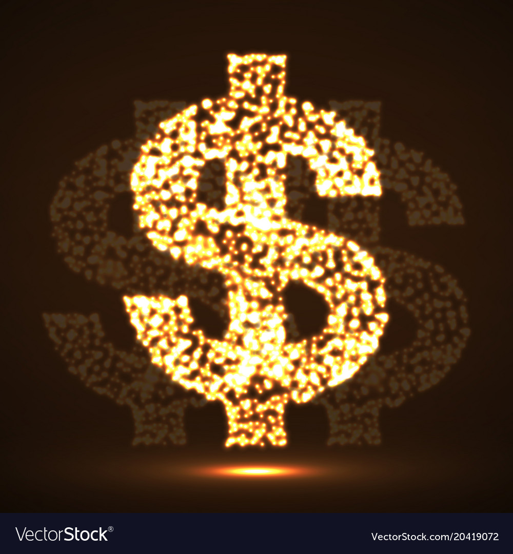 Abstract dollar sing of glowing particles Vector Image