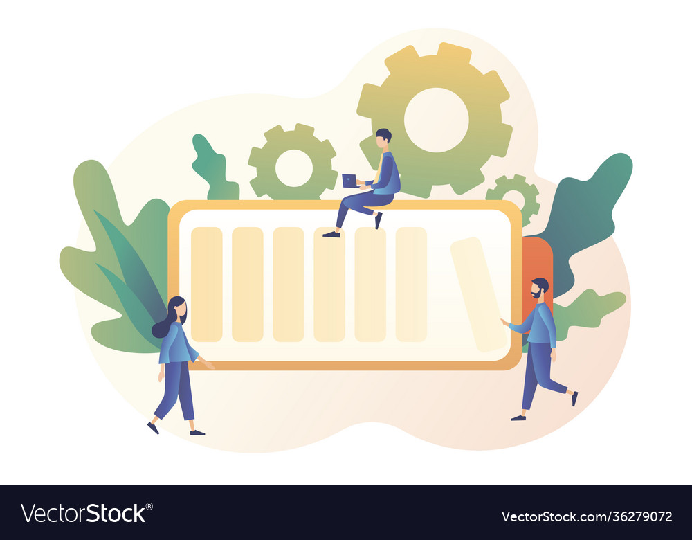 Battery charge tiny users performance Vector Image Battery charge tiny users performance