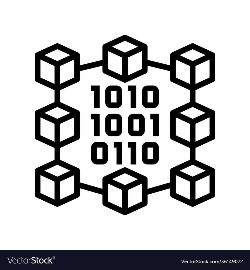 Binary neural network line icon vector image Binary neural network line icon