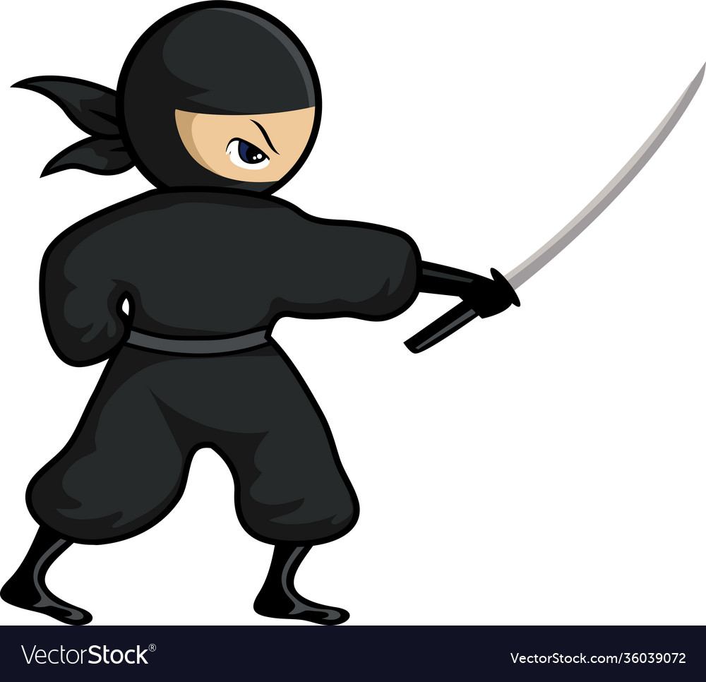 Cartoon black ninja mascot Royalty Free Vector Image