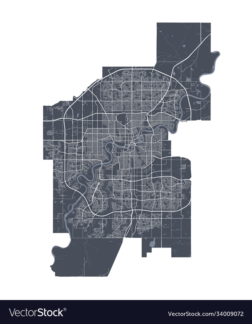 Edmonton map detailed city poster Royalty Free Vector Image